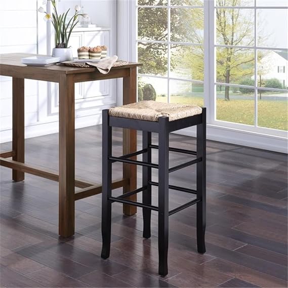 Boraam Square Rush Backless Bar Height Stool - Black