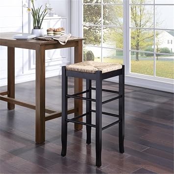 Boraam Square Rush Backless Bar Height Stool - Black
