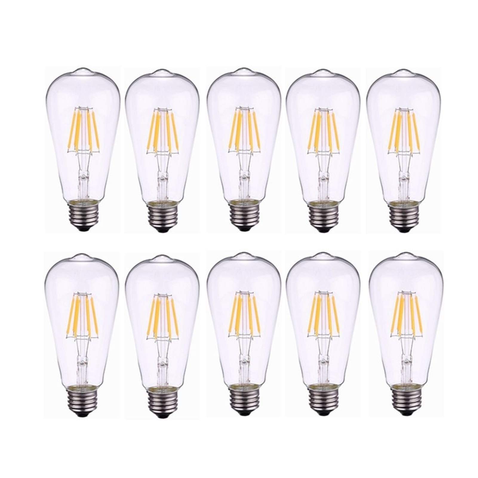 ANTYX 12 V Vintage Edison żarówki, 24 V ST64 Edison LED Bulb E27 6W Ciepłe białe włókno antyczne żarówka, AC/DC 12-36V dla światła energetycznego solarnego i siatki - 10-pack