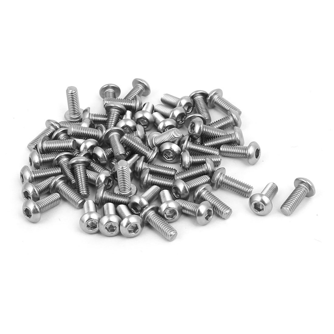 Sourcingmap M3 x 8mm 304 Stainless Steel Button Head Hex Socket Cap Screws Fastener 60PCS