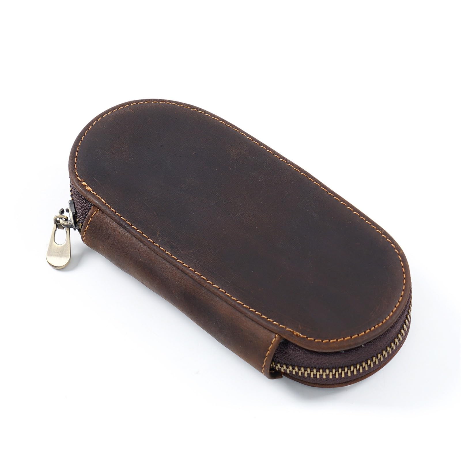 DUMRALBQE Wooden Jewelry Box Men's Vintage Leather Pen Pouch 3pcs Case for Storage and Organization(Coffee)