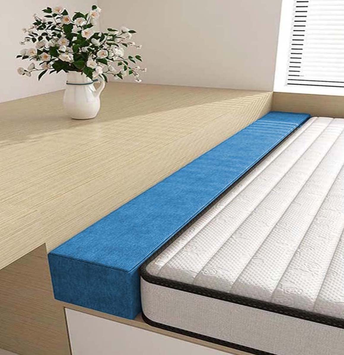 Yanman Custom Size Rectangle Bed Gap Filler, Soft Foam Mattress Bridge Headboard Pillow, Bed Mattress Extender Bed Guard, Long Armrest Cushion Arm Support Bolster