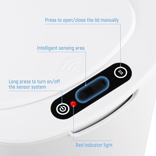 Miniatura 5 de Basurero automático para baño, sin contacto, con sensor de movimiento, con tapa de sellado, 5.28 galones, impermeable, de plástico, delgado, para