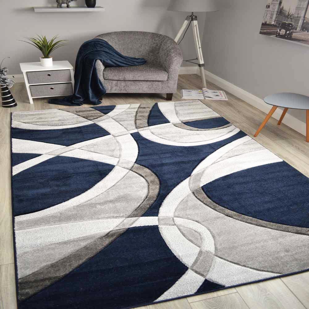 New Hand Carved Dark Navy Blue Grey Small Extra Large Size Living Room Bedroom House Rugs Cheap