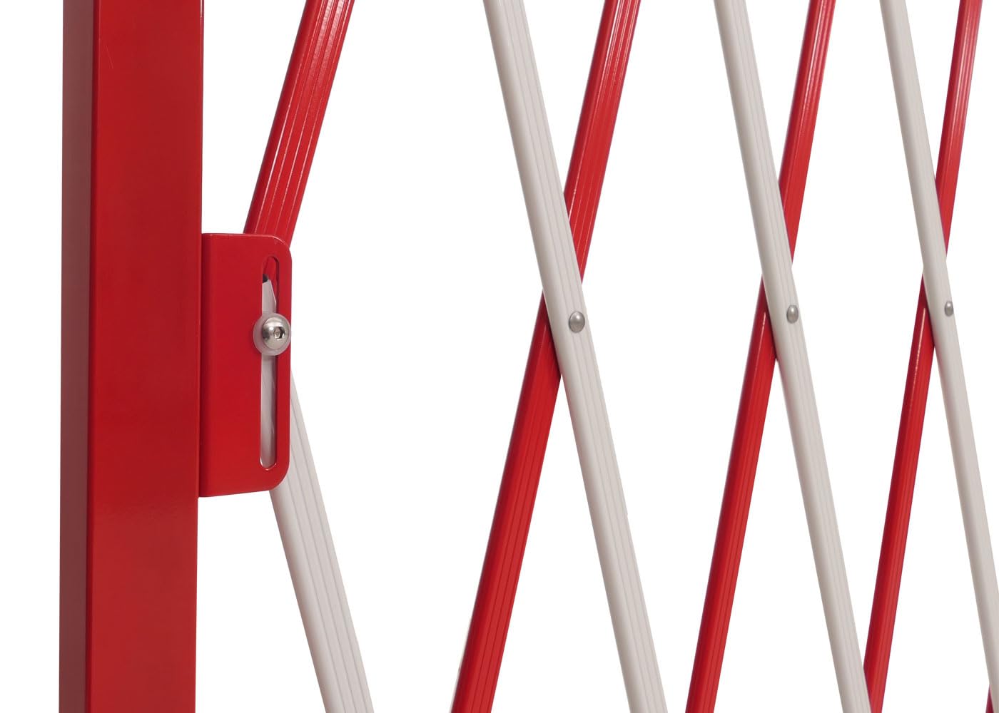 Mendler Alu Absperrgitter HWC-B34 ausziehbar 103x53-411cm - rot-weiß | Zaun, Schutzgitter, Scherengitter, Trenngitter