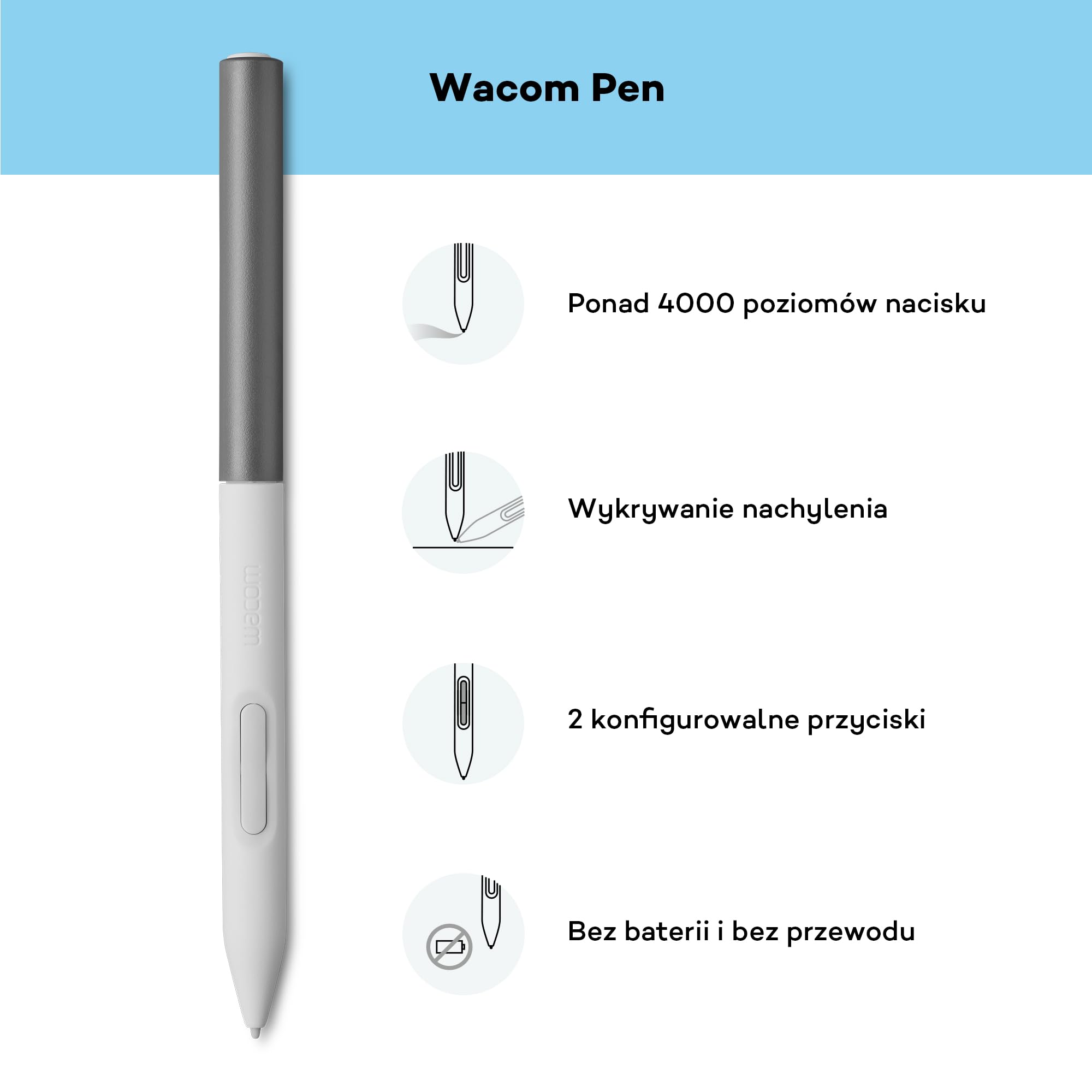 Wacom Tablet One S z rysikiem EMR bez baterii, połączenie Bluetooth, do Windows, Mac, Chromebooka i Android – odpowiedni dla początkujących, rysowania cyfrowego i codziennych prac biurowych.