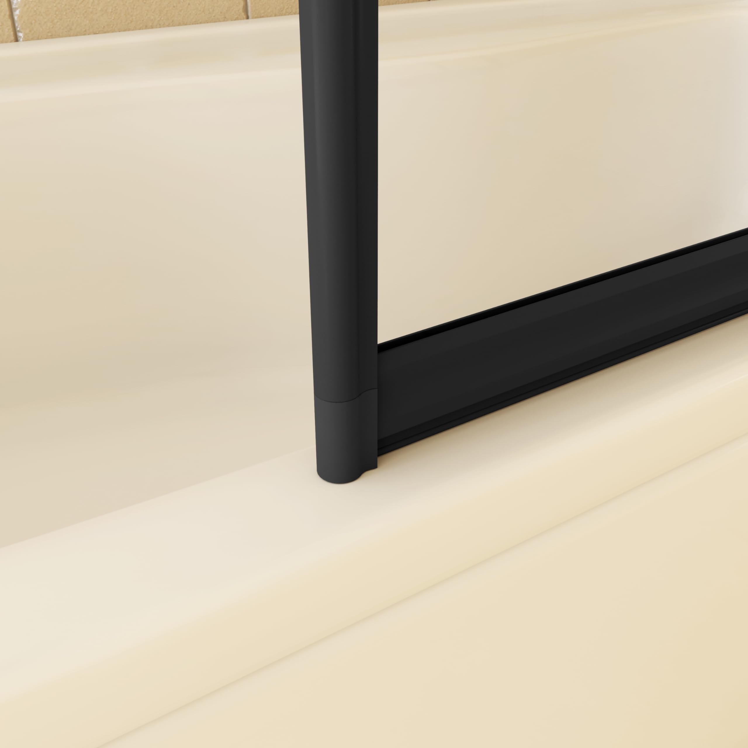Mampara de bañera plegable 4 hojas, perfil negro mate, 4mm cristal templado, 140x90cm