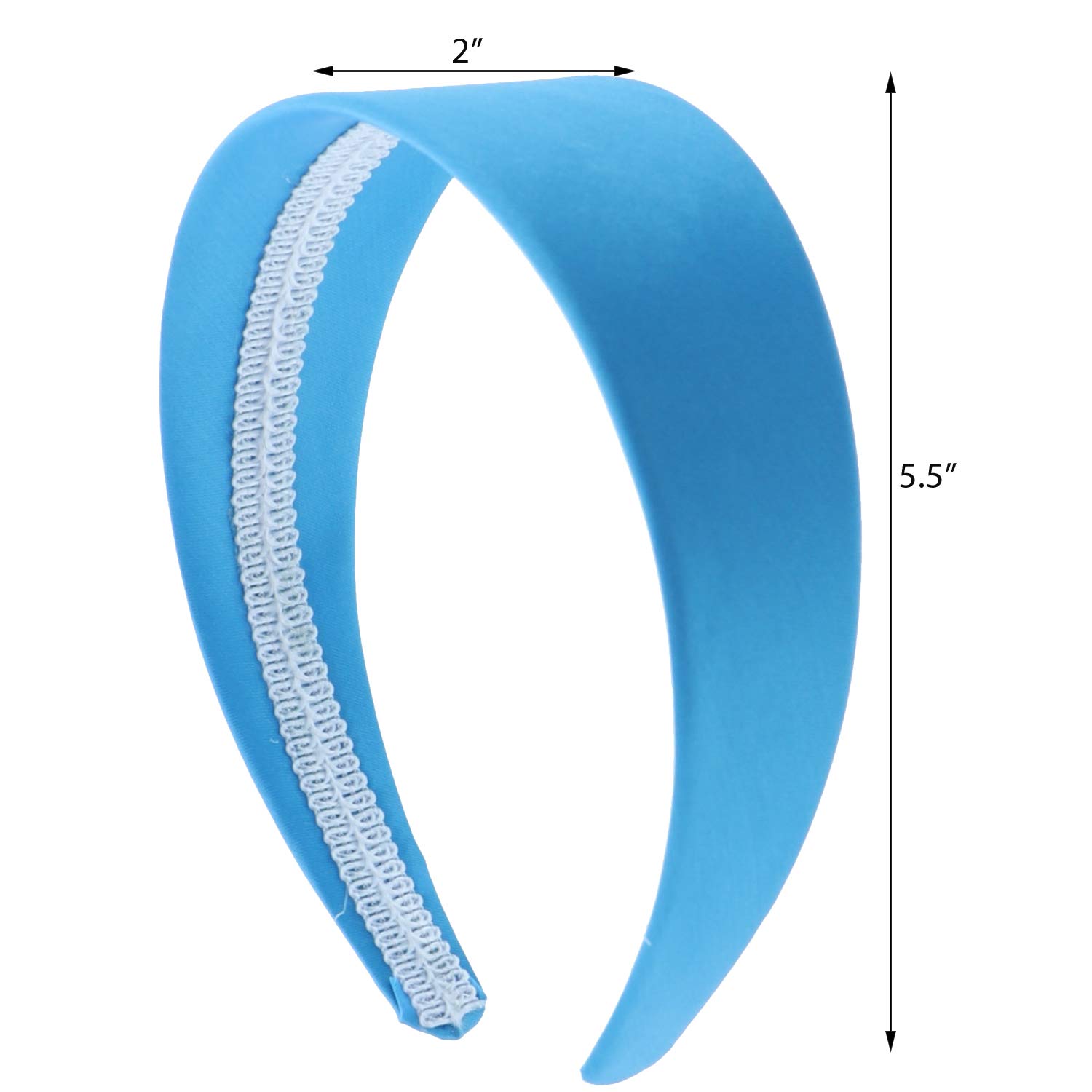 2 Inch Wide Satin Hard Headband with No Teeth Head band for Women and Girls (Motique Accessories) - Set of 3