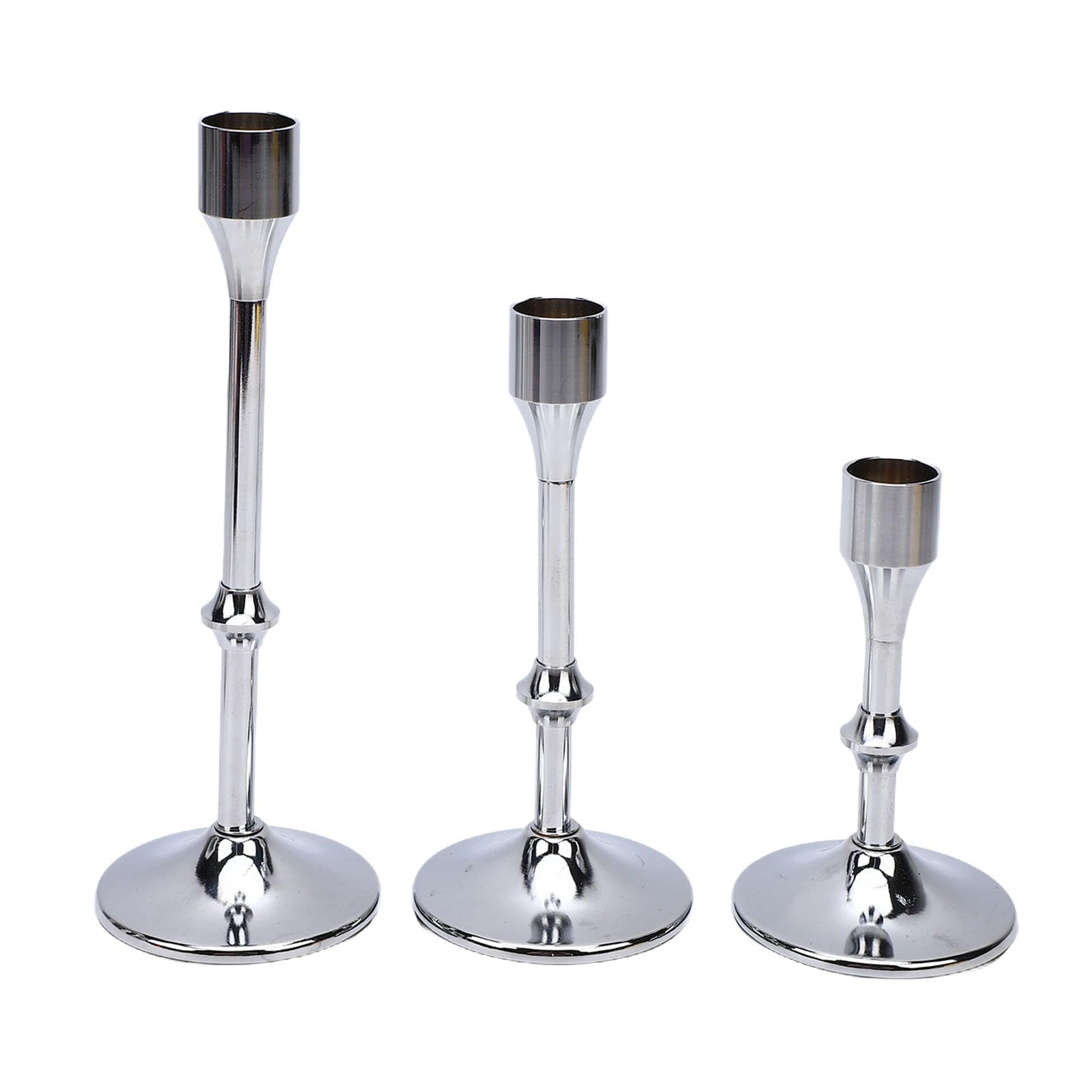3-teiliges Metall-Kerzenhalter-Set, Vintage-Kerzenhalter mit hoher Spitze (Silber)