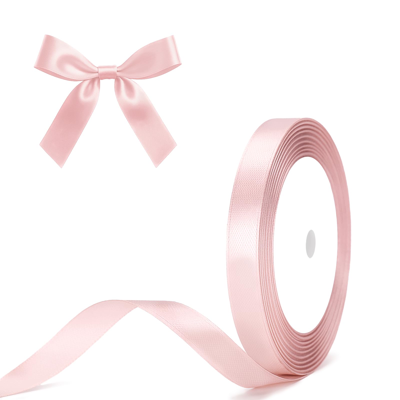 G2PLUS Baby Pink Satin Ribbons 10mm: Thick Fabric Gift Wrap Ribbons for Crafting, Party Decoration, 22m