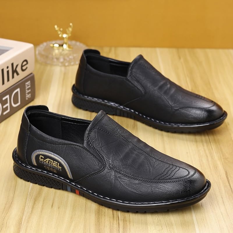 Men's Oxford Shoes Classic Leather Loafers Comfortable Non-Slip Low Top Business Work Shoes2