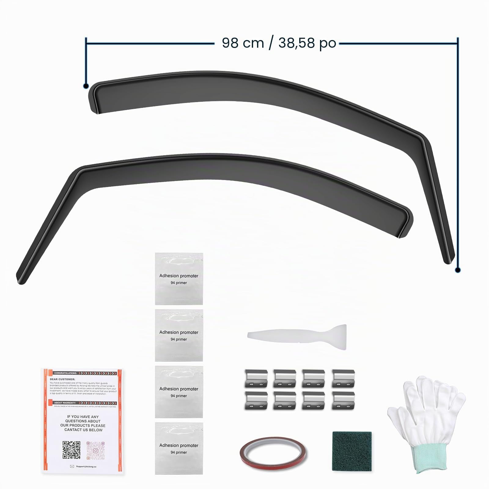 GEARMONSTER Déflecteur de vent pour fenêtre de voiture noir compatible avec Mercedes Vito 2016-2023 Housse de fenêtre de voiture contre la pluie Répulsif de pluie Déflecteurs intégrés