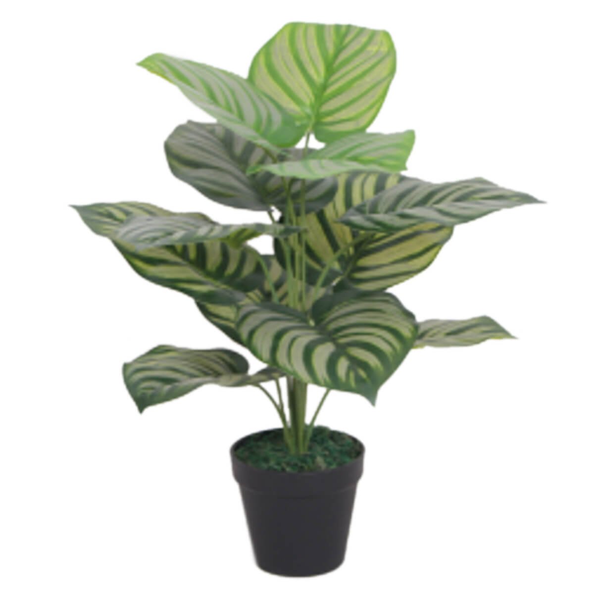 Leaf Artificial Green Stripe Leaf Plant Pot - 60cm - Green