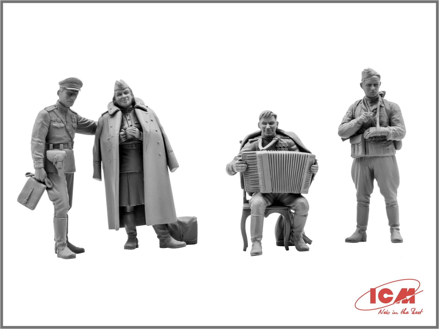 ICM 1/35 Scale May 1945 Plastic Figure Model Kit - 4 Figures (Officer, Soldiers, Servicewoman), Unpainted, #35541 - View #7