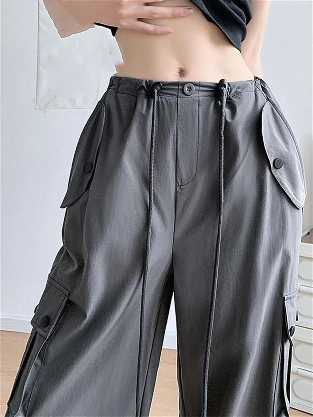 Women's High Waist Wide Leg Casual Pocket Sports Loose Trousers