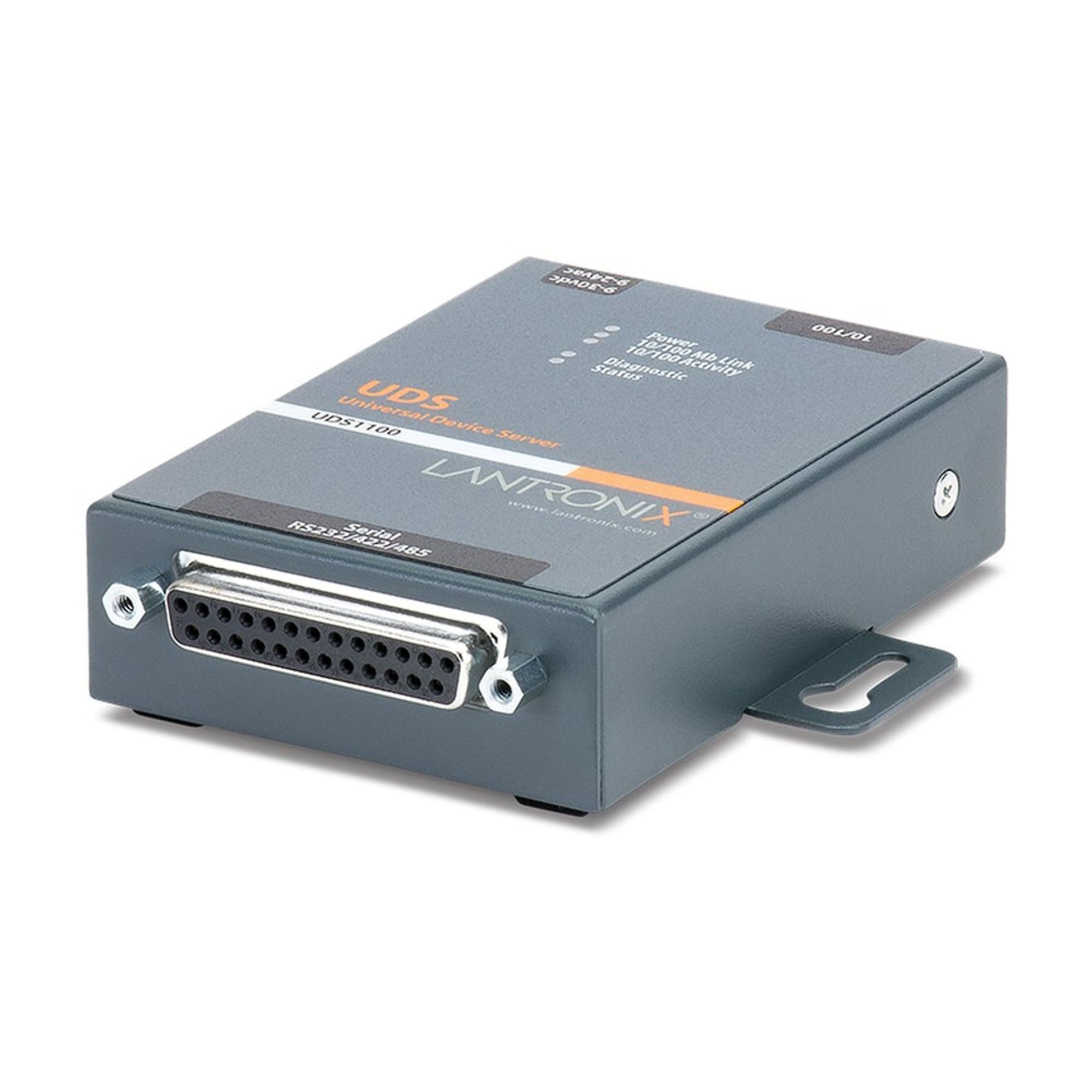 Lantronix UDS1100/UDS2100 Device Server - 1- or 2-Port Serial-to-Ethernet Device Server, RS-232/422/485, 10/100 Ethernet with 15 kV ESD Protection; UDS2100 Supports PoE - UD1100NL2-01