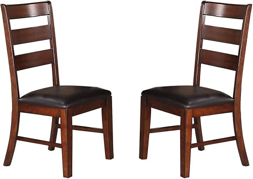 NewCosmos Sara Ladder Back Dining Side Chairs in Brown, Set of 2