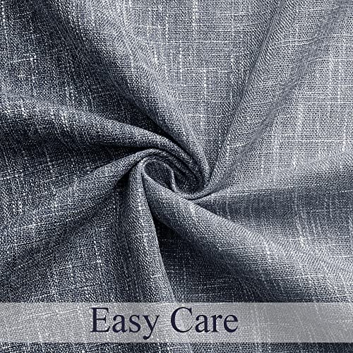 Central Park Ombre Full Blackout Room Darkening Window Curtains For Bedroom Drapes Heavy Linen Texture With Grommets Top Gradient Print Cream White To Indigo Blue 50"X95"X2 #TOP3