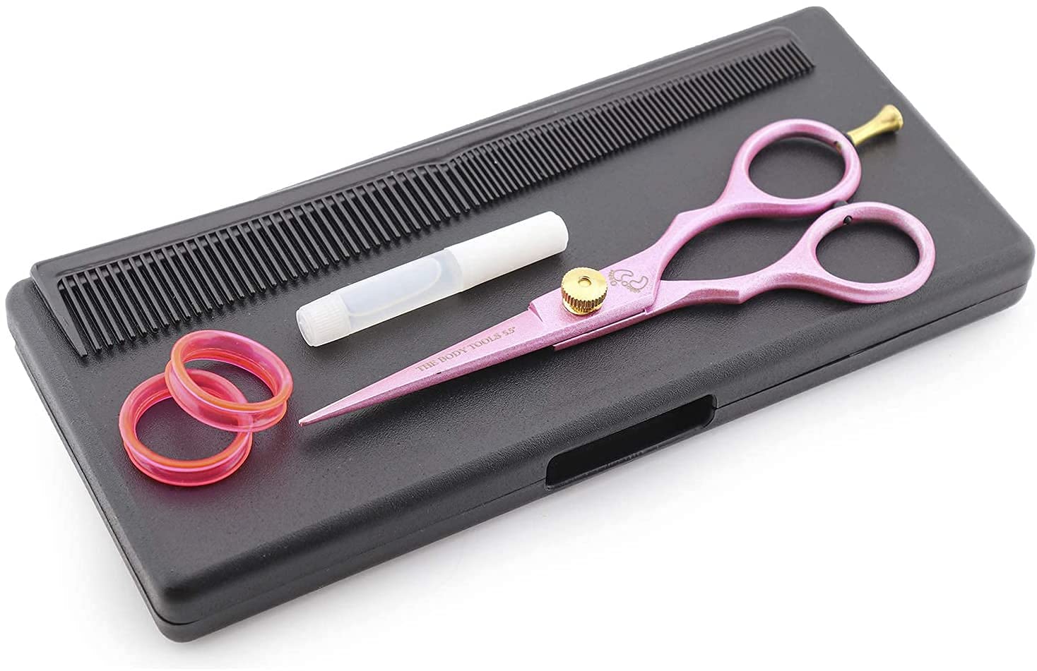 Haryali London, 5.5 Inch Hair Cutting Scissors Set, Professional Hairdresser Scissors in Pink with Adjustable Screw - Image 2