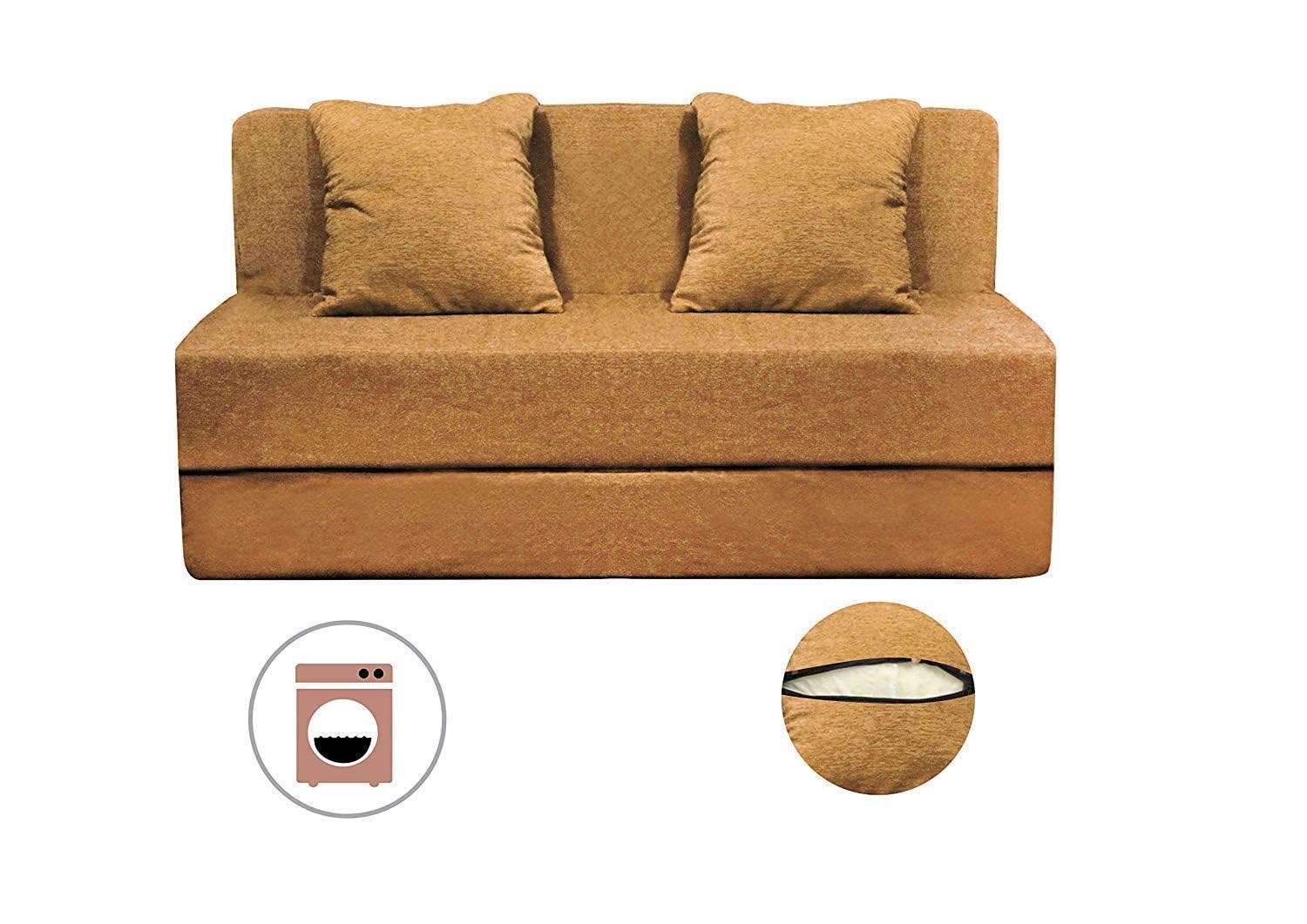 PUM PUM Foldable PU Foam Sofa Cum Bed | 2 Seater Convertible Sofa | 36 Inch Width | Space Saving Sofa for Living Room, Bedroom & Guest Room,Yellow 2