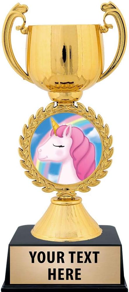Crown Awards Personalized Unicorn Trophy, 7.25" Gold Cup Unicorn Trophies with Free Custom Engraving