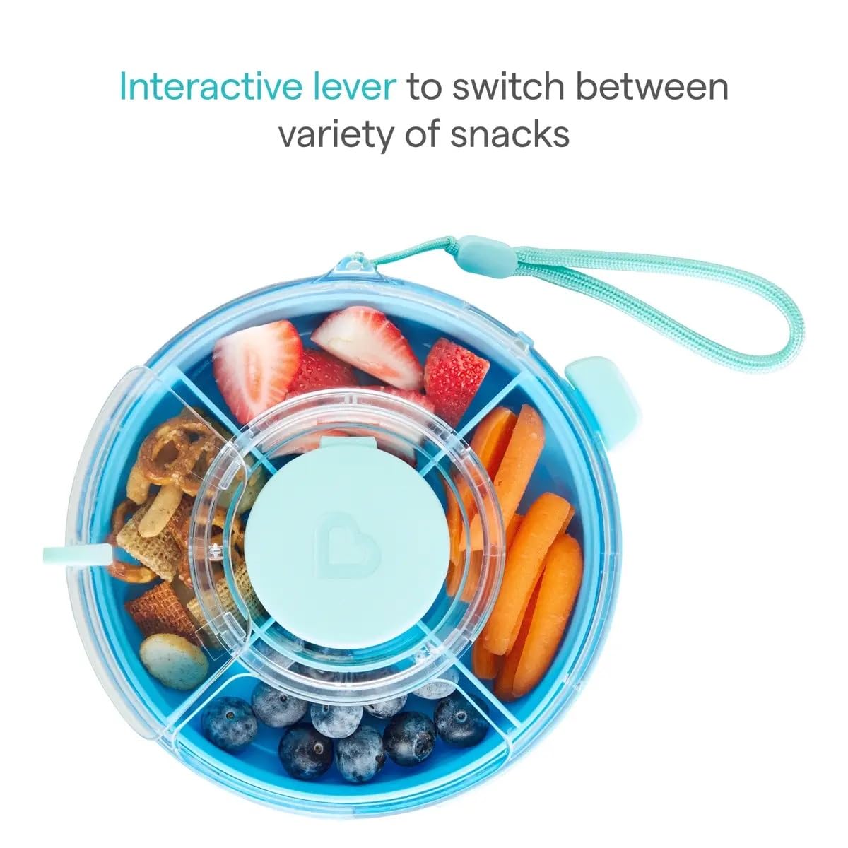 Munchkin Snack Wheel™ Pojemnik na przekąski dla dzieci 5 scomparti anti-perdita Lunch box podróżny Niebieski 24m+