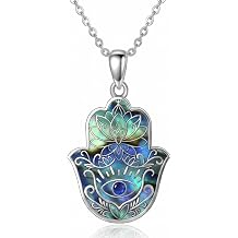 Hamsa Hand Necklace for Women Evil Eye Pendant with Abalone Shell Fatima Hand Protection Jewelry Hamsa Gift for Men Women