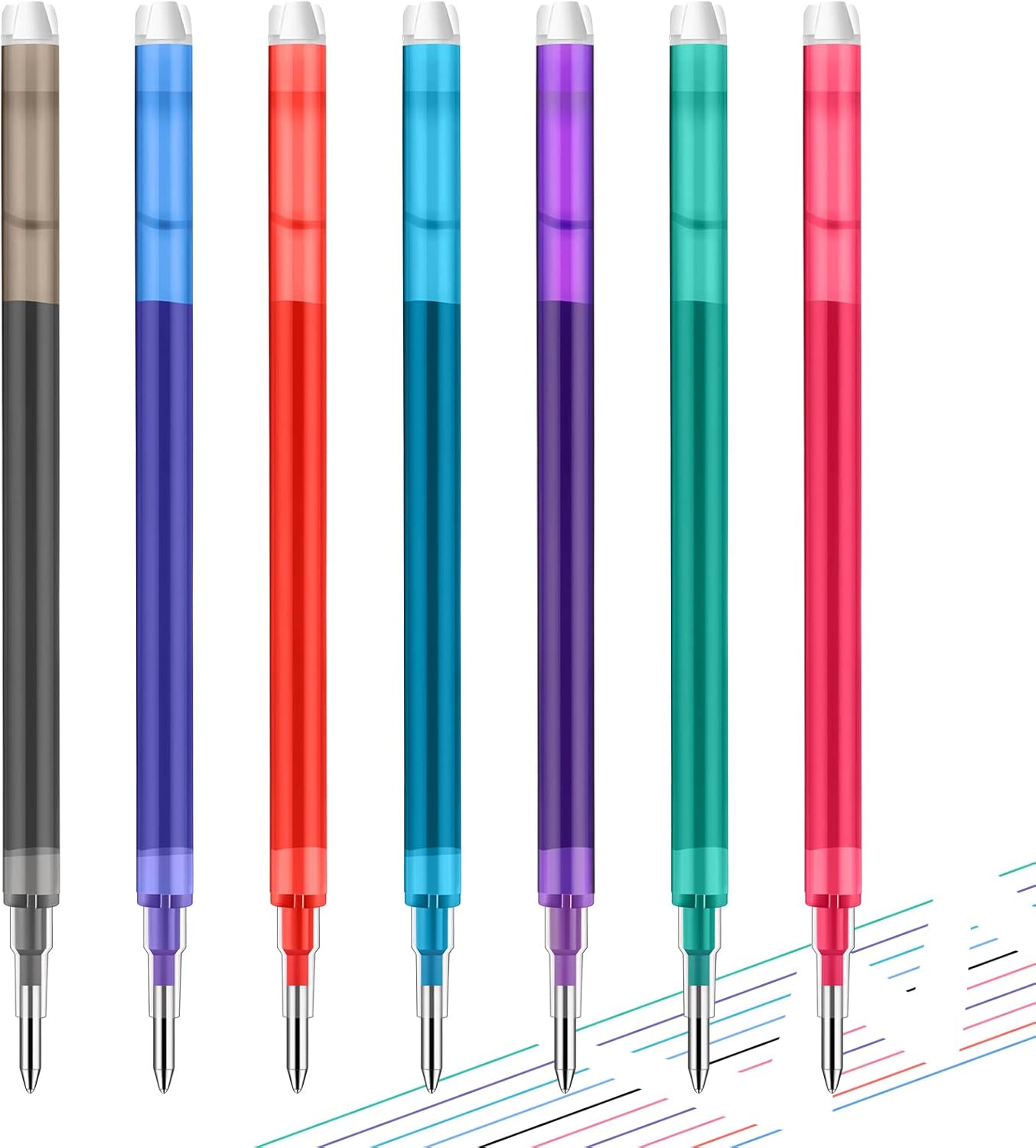 7 Pcs Erasable Pen Refills 0.5 mm 7 Assorted Colors Gel