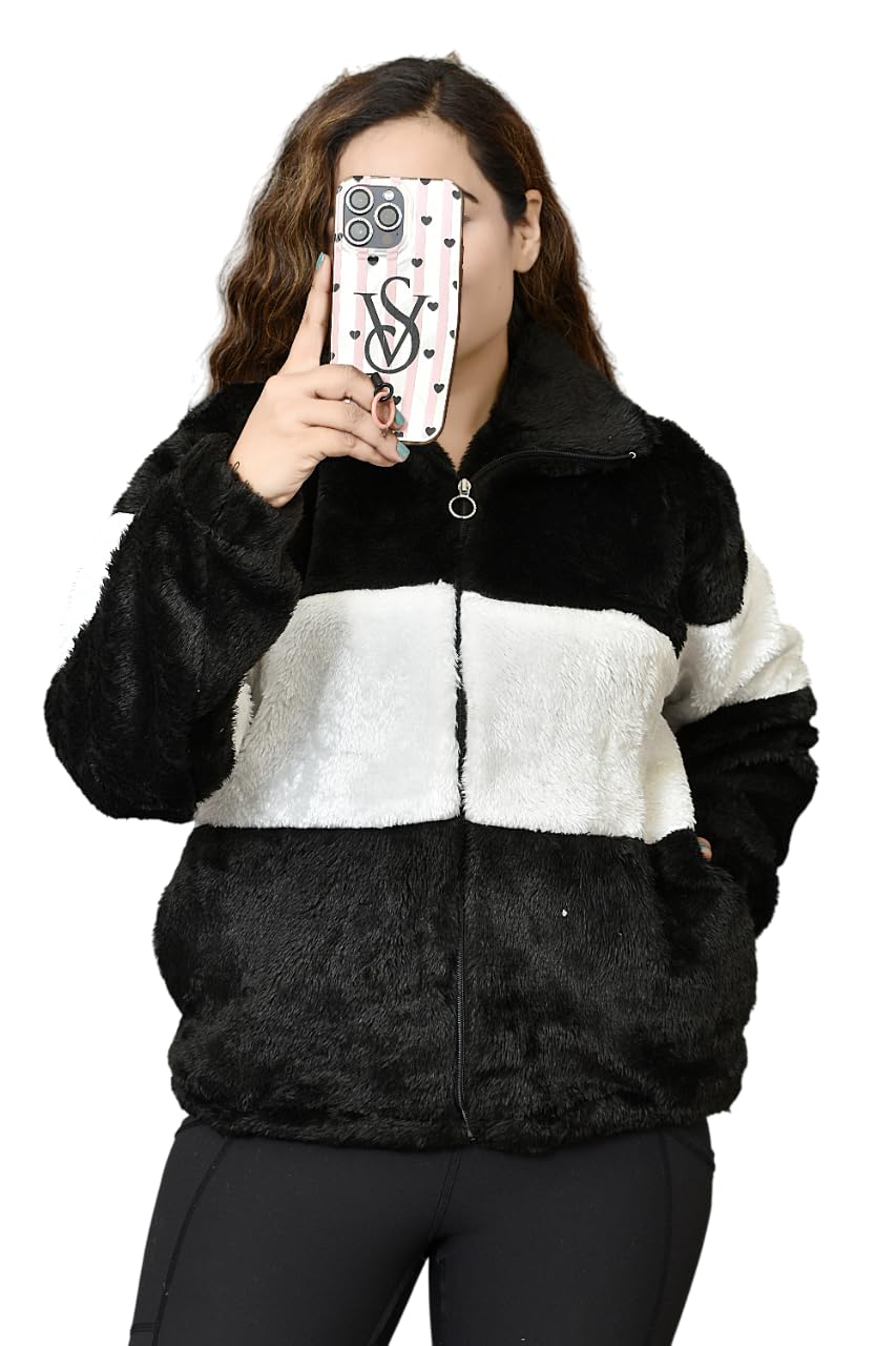 Women's Fleece Winter Contras Jacket, Wool Zip-Up, Soft Fluffy Cold-Weather Outerwear-picture-33
