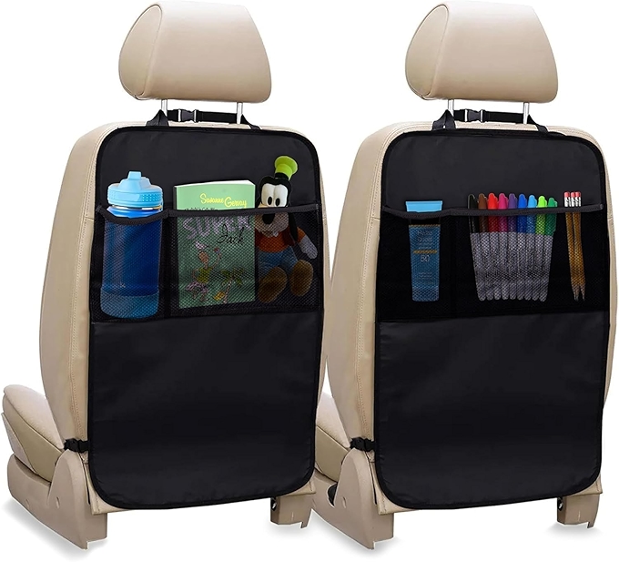 EcoNour 汽车后座保护垫 - 儿童耐用防护垫带储物袋