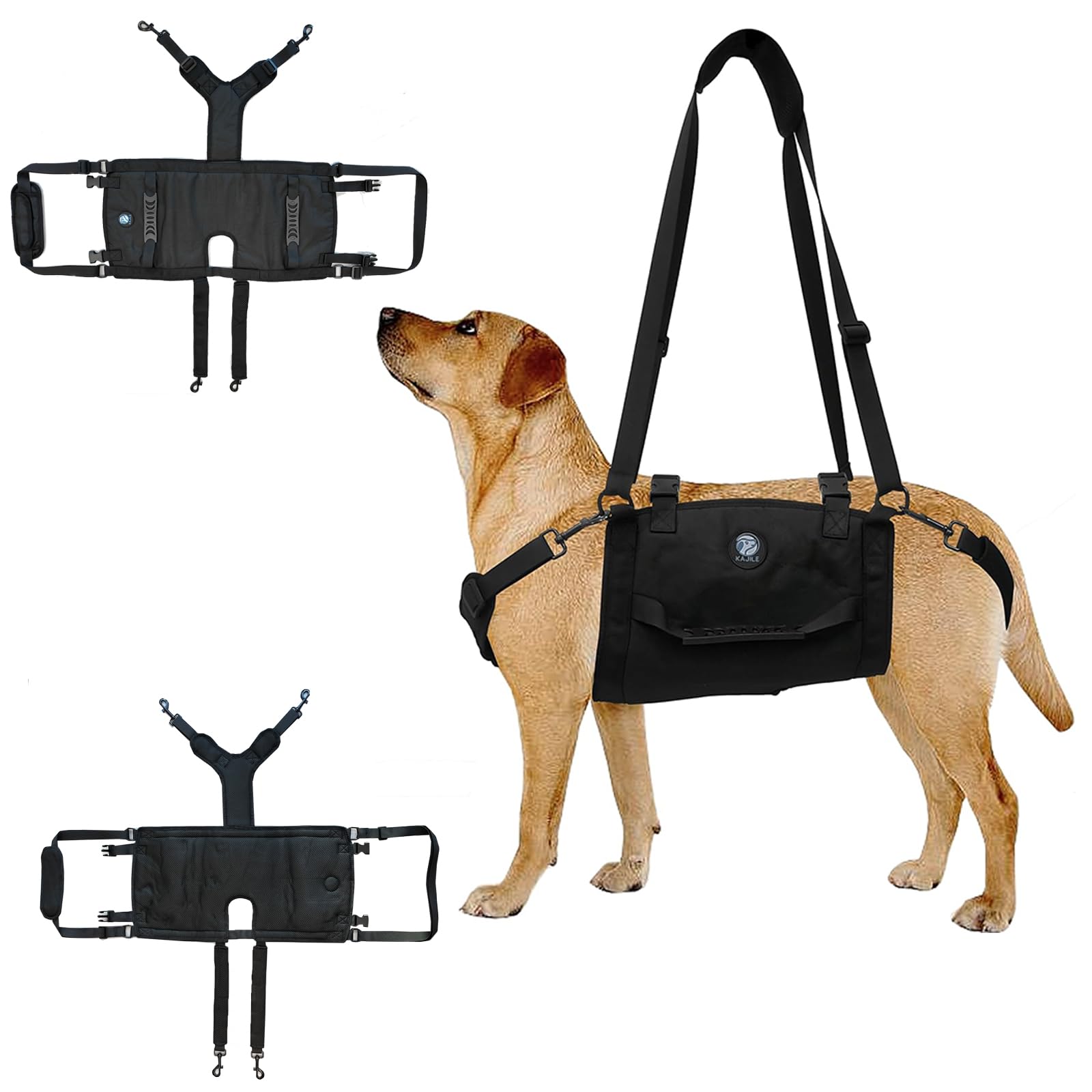 Imbracatura Supporto Totale Per Cani Grandi,Aiuto Artrite,Nero,XL | Per cani grandi,zampe ferite,disabilità,cani anziani con artrite,aiuto per passeggiate,resistente e traspirante