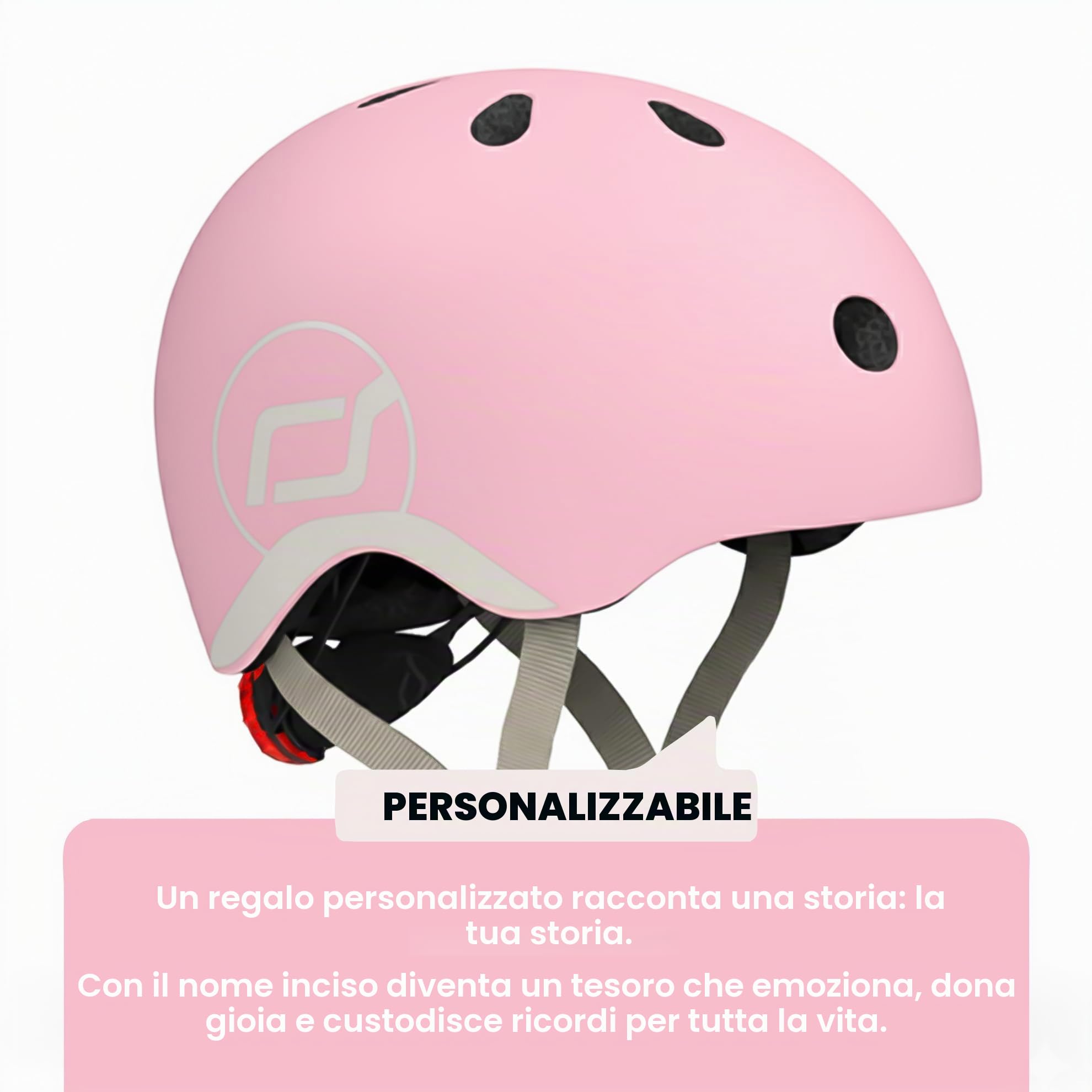 Scoot and Ride Casco per bambini – regolabile con luce di sicurezza LED – dai 1 anno in su – personalizzabile con nome