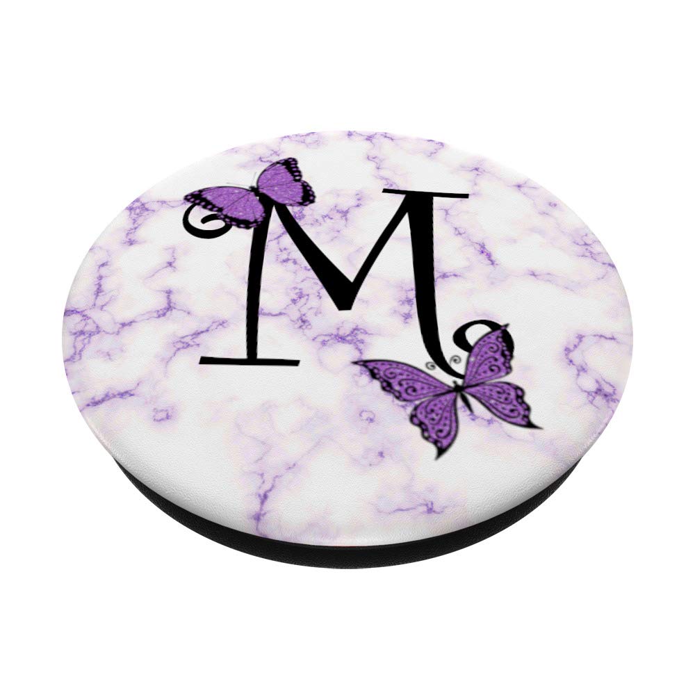 PopSocket Con Iniziale V E Farfalle: PopGrip Intercambiabile Viola E Nero Per Smartphone