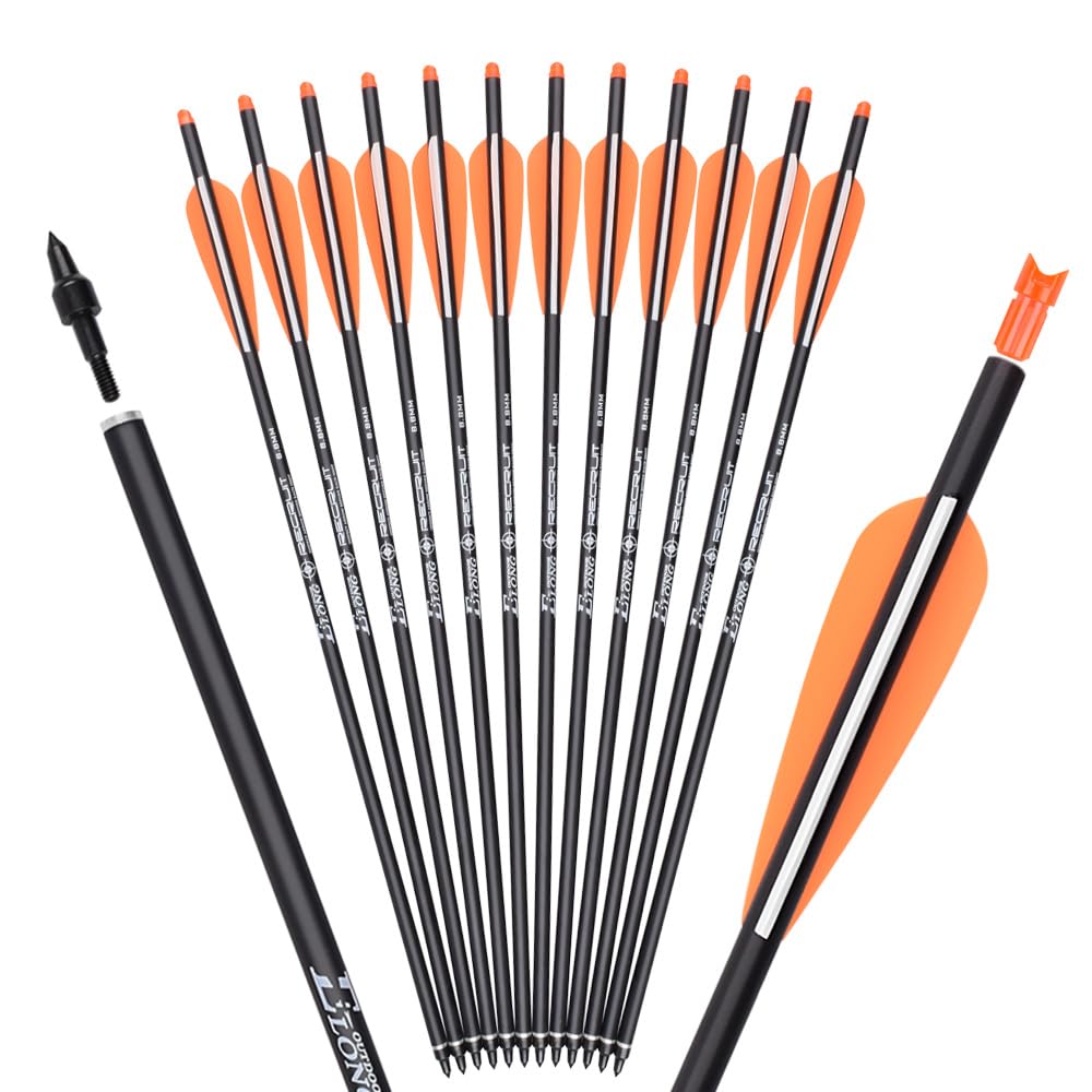 16 18 20 pollici carbonio balestra bullone caccia tiro con l'arco frecce con 4" ali sostituite punta freccia (12 pezzi)