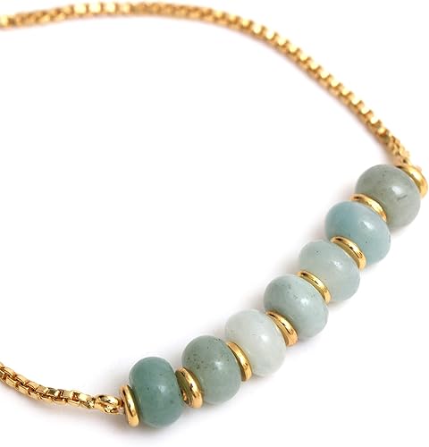 Miniatura 2 de Gempires Natural Tiendaite Beads Bolo Bracelet, 14k Yellow Gold Plated Handmade Jewerly, Adjustable Bracelets For Women (Tiendaite)
