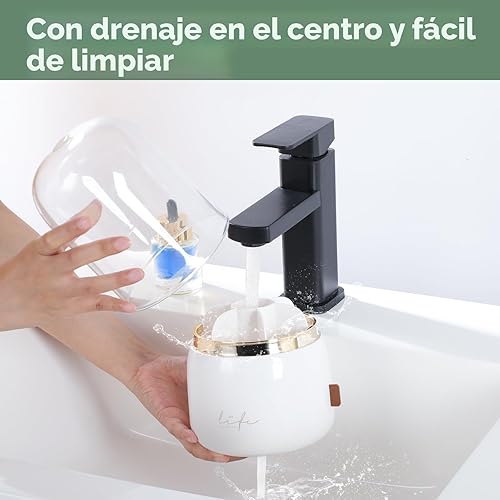 Miniatura 2 de Portacepillos de dientes para baños, giratorio de 7 ranuras con tapa y drenaje de agua, soporte para cepillos de dientes eléctricos para niños y