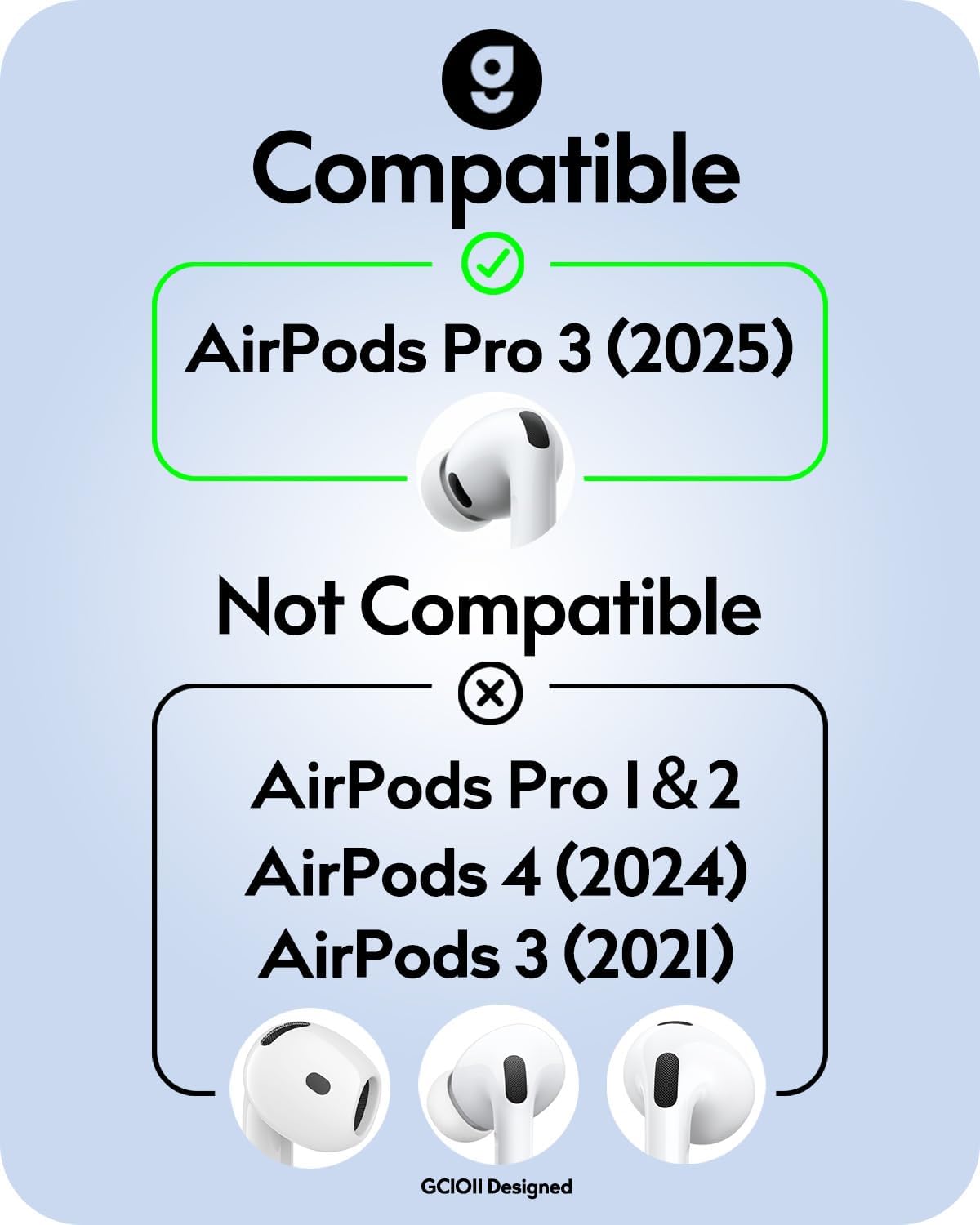 Gcioii 3 Pairs for AirPods Pro 3 Ear Hooks Covers (2025) [Added Storage Pouch] Anti Slip Sport Ear Tips Accessories Compatible with Apple AirPods Pro 3rd Generation (White) - Image 2