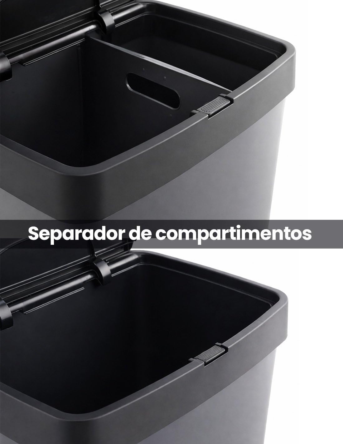 Jardin202 - Cubo de Basura para Reciclaje Triple 70L | 3 Compartimentos con Pedal y Tapa Hermetica | Vertical y Ergonómico | Duradero | 70 litros (Gris)