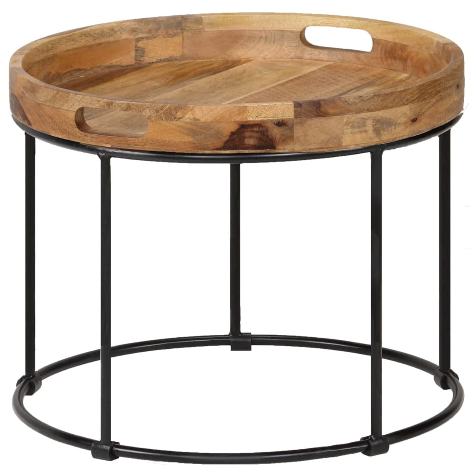 Homgoday Table basse en bois massif et acier 50 x 40 cm, table d'appoint, table d'appoint pour salon, salle de réception d'invités, chambre à coucher et mobilier de bureau