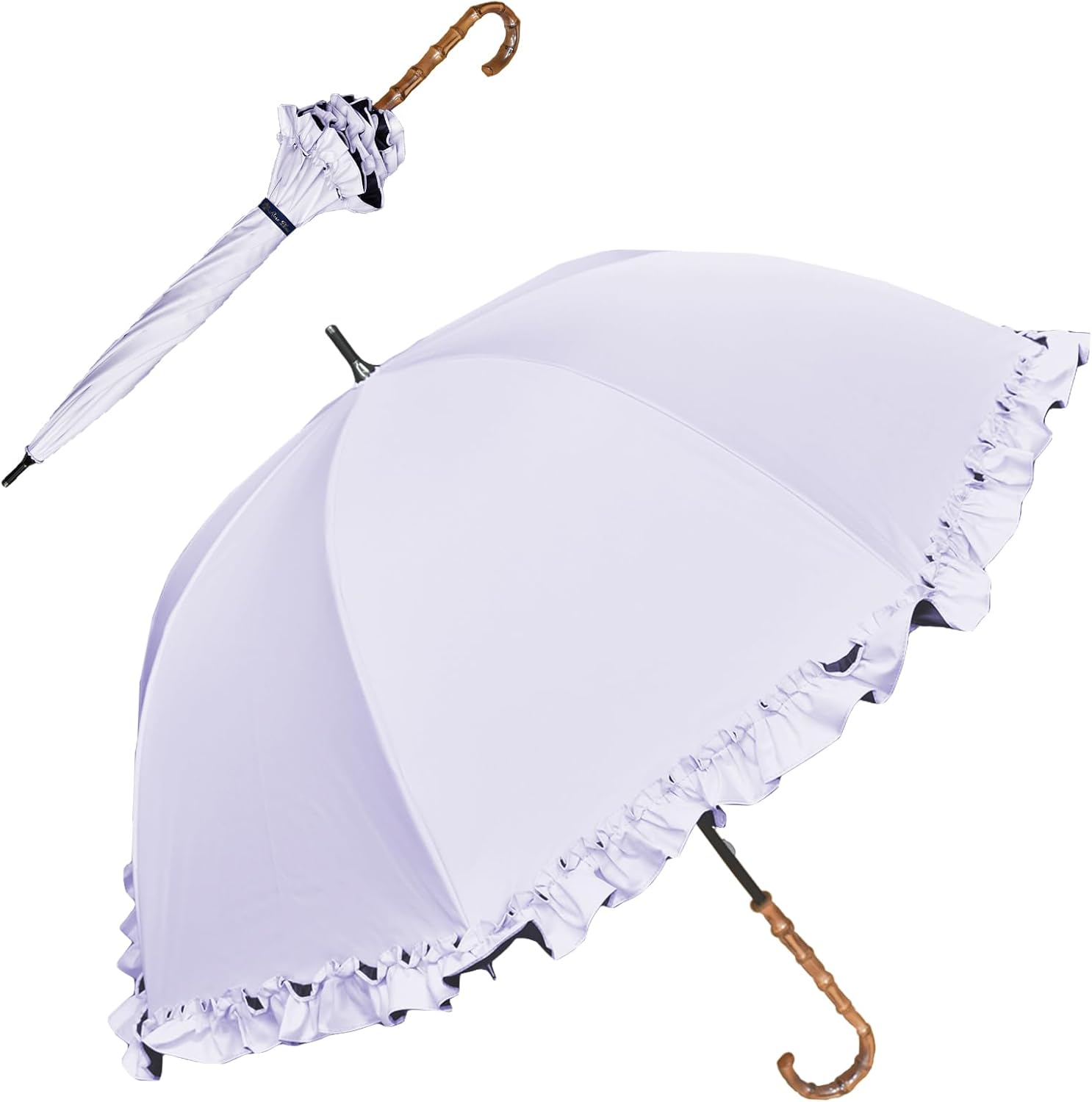 美品　Rose Blanc ネイビー 長傘　日傘　完全遮光100% 50cm ロサブラン 日傘 完全遮光 長傘 uv 100％ 晴雨兼用 1級遮光 軽量