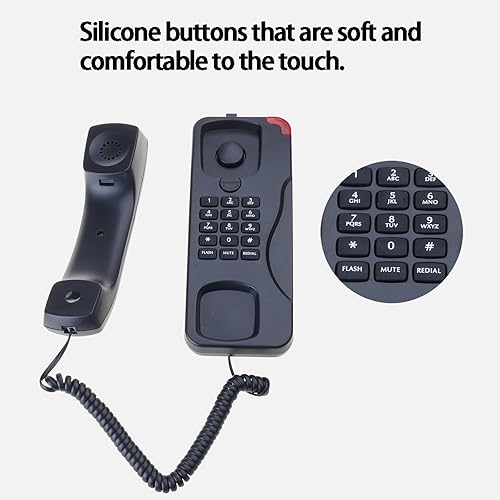 Miniatura 7 de Wall Mounted Corded Telephone Retro Landlines Phone with Last Number Redial Fixed Phone for Home Living Room Office Hotel Hotel Room Telephone