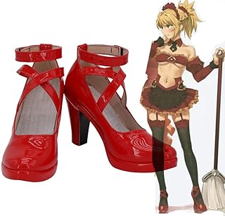 Juego Fate Grand Order Mordred, zapatos de cosplay, botas rojas de moda, fiesta de Carnaval de Halloween para mujer adulta 43