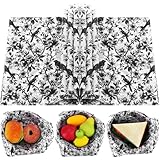 150 Sheets Black Floral Bird Food Wax Paper, 9.8x8.3in Chinoiserie Grease Proof Deli Paper Sandwich Wrap Paper Food Grease Resistant Paper for Home Kitchen