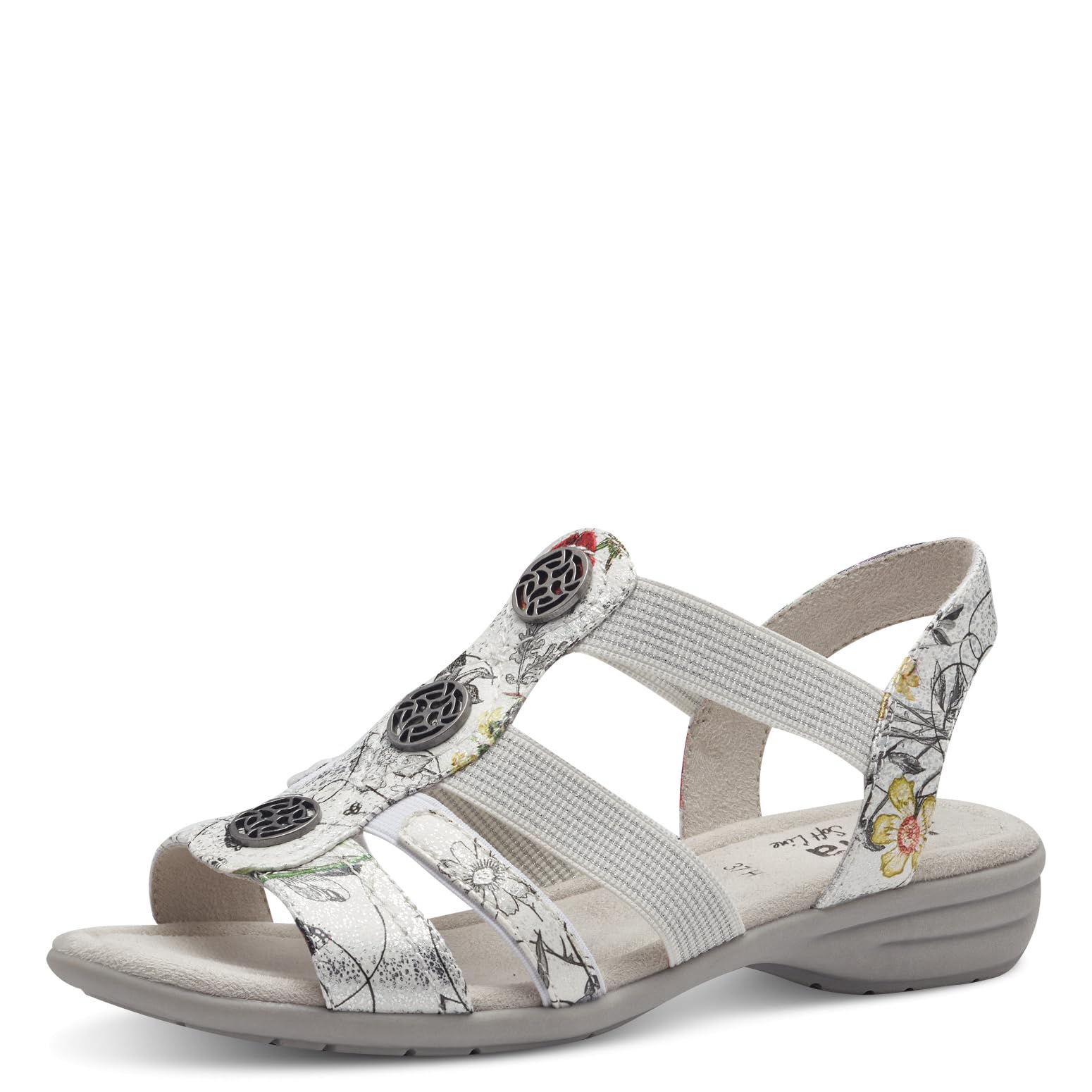 Jana Women’s Flat Sandals Summer Vegan, White/Flower, 3,5 UK