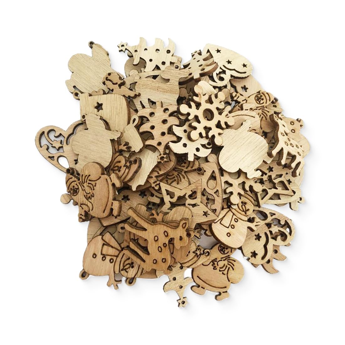 BDEPSTR 50 Pcs Adornos Colgantes De Madera Navidad Adornos, PequeñOs Colgantes De Madera, DecoracióN De Invierno, DecoracióN De áRbol De, Estilo Aleatorio