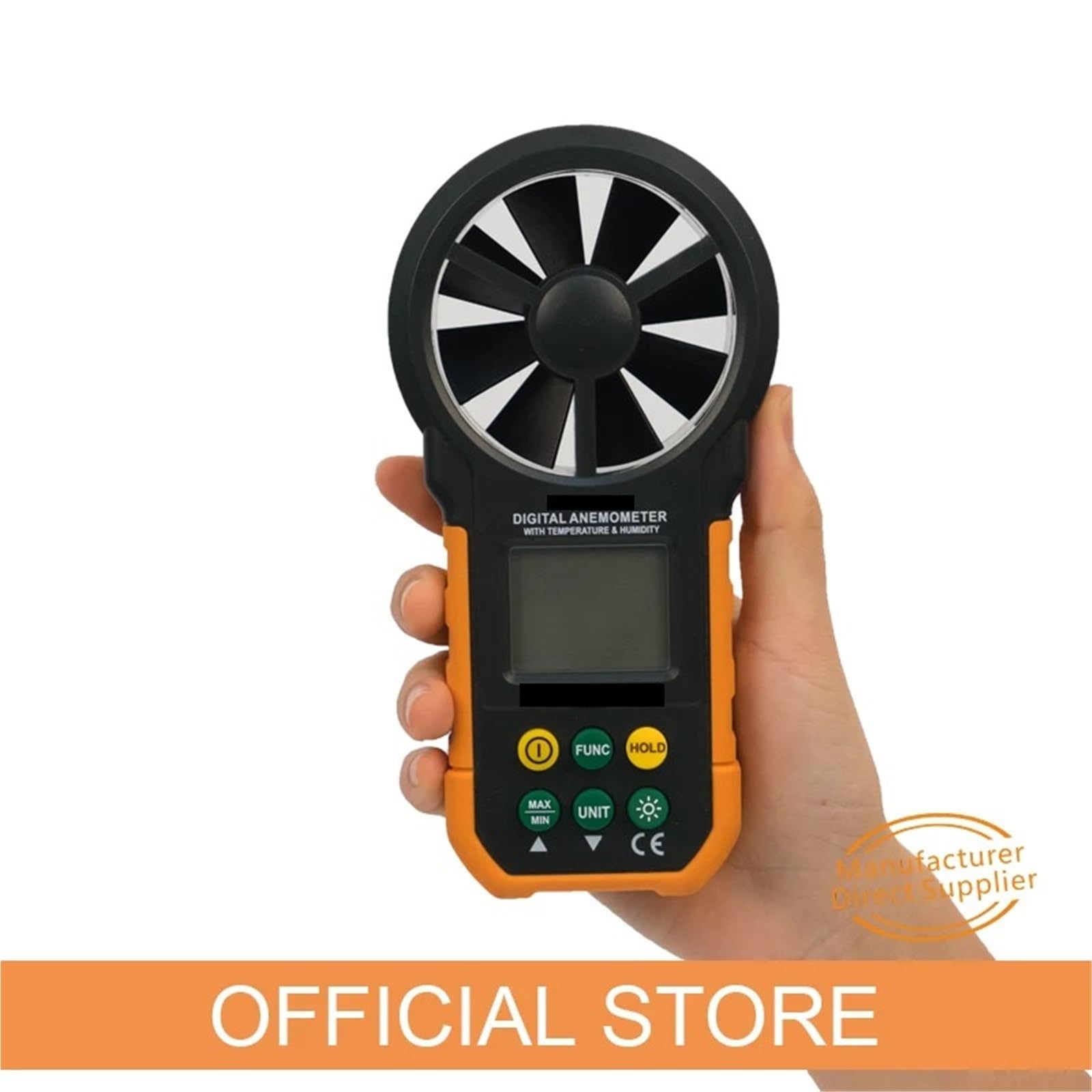 Anemómetro Portátil, Anemómetro de mano con pantalla LCD digital, medidor de velocidad del viento, instrumento industrial for medir la velocidad del viento en interiores y exteriores.