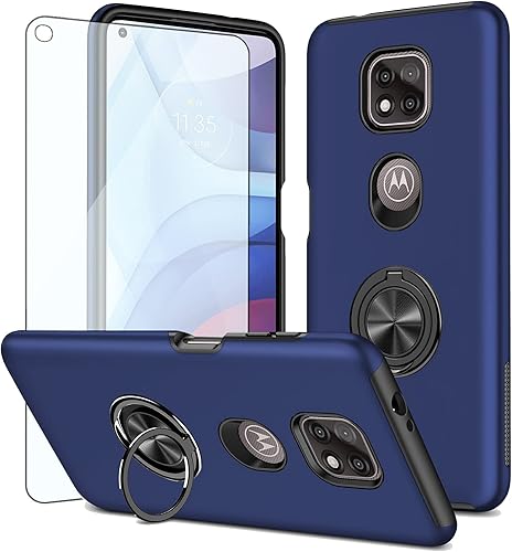 Asuwish Funda compatible con Moto G Power 2021 y protector de pantalla de vidrio templado, soporte magnético delgado, accesorios para celulares,