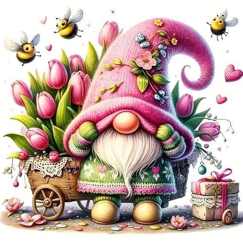 Yqtwlkjic Multicolor Flower Tulip Gnome Bee Pvc Vinyl Car Decals Stickers Waterproof Self-Adhesive Decals For Cars, Laptops, Trucks, Motorcycles Wall Window Luggage Scratch Cover Door Decor Sticker