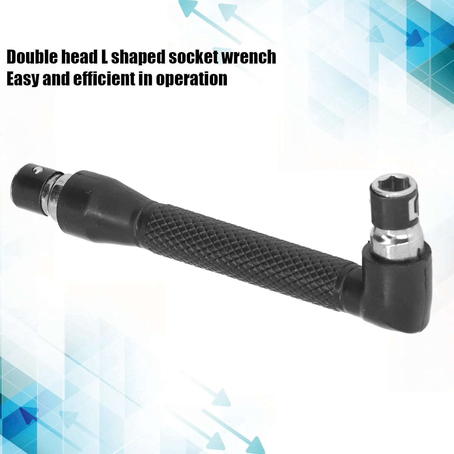 L Shaped Socket Wrench, 90 Degree Right Angle Socket Wrench, 1/4in Hex Shank Double Head Screwdriver Adapter for Home Garage