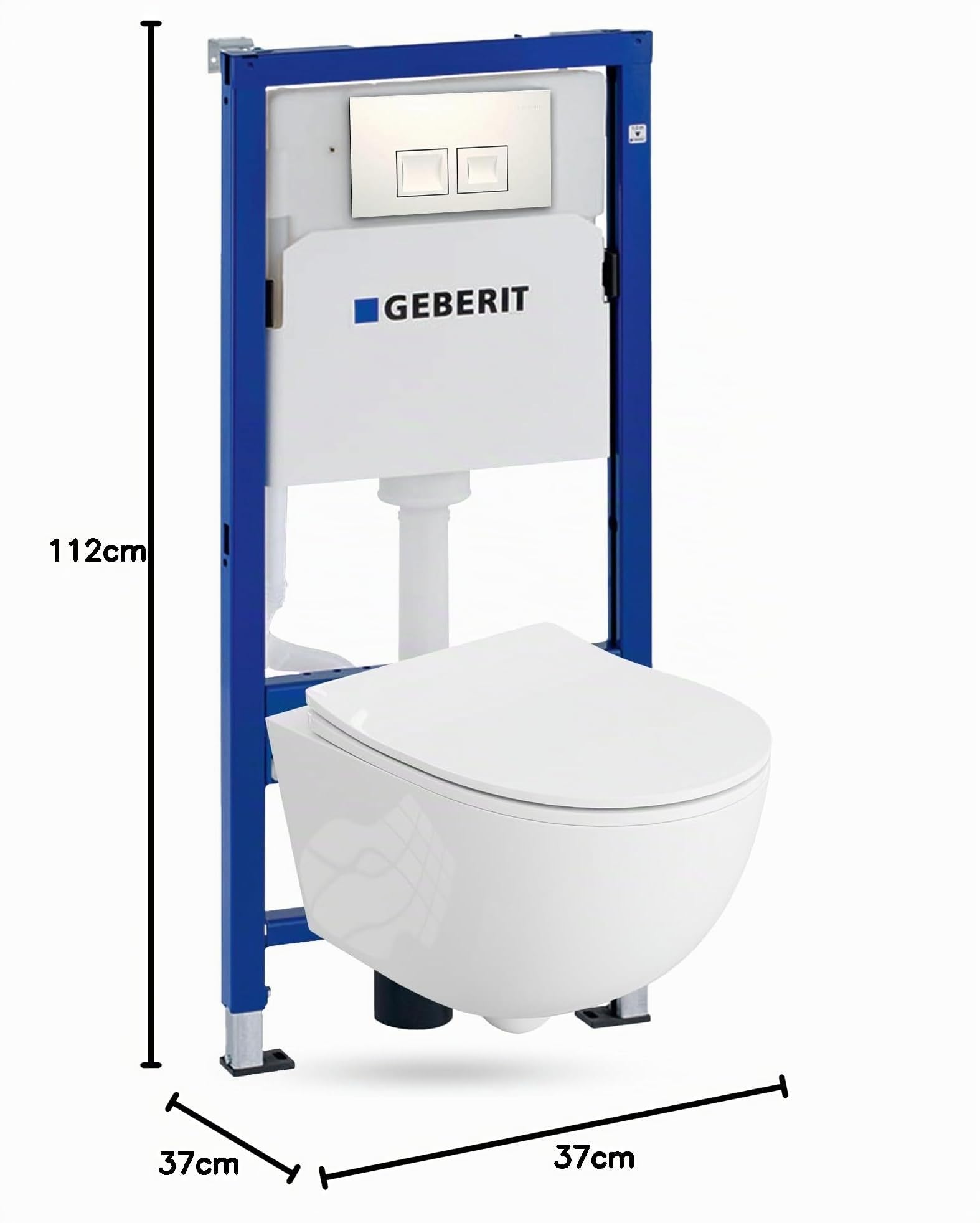 Lavita Duofix Basic Elemento de pared+Inodoro de descarga profunda Dalia Blanco Sin reborde+Asiento de inodoro con cierre automático+Botón blanco Juego completo WC